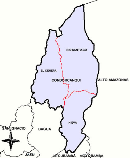 Mapa de la provincia de Condorcanqui