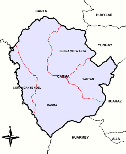 Mapa de la Provincia de Casma
